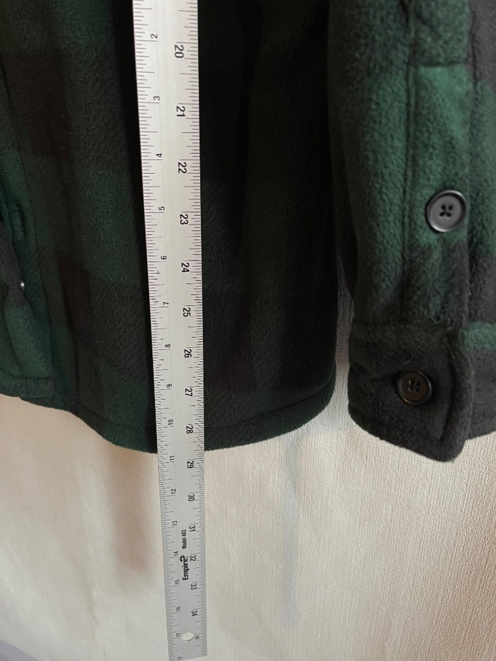 Gingham Women's Green Plaid Fleece Shirt Jacket - Picture 7 of 8